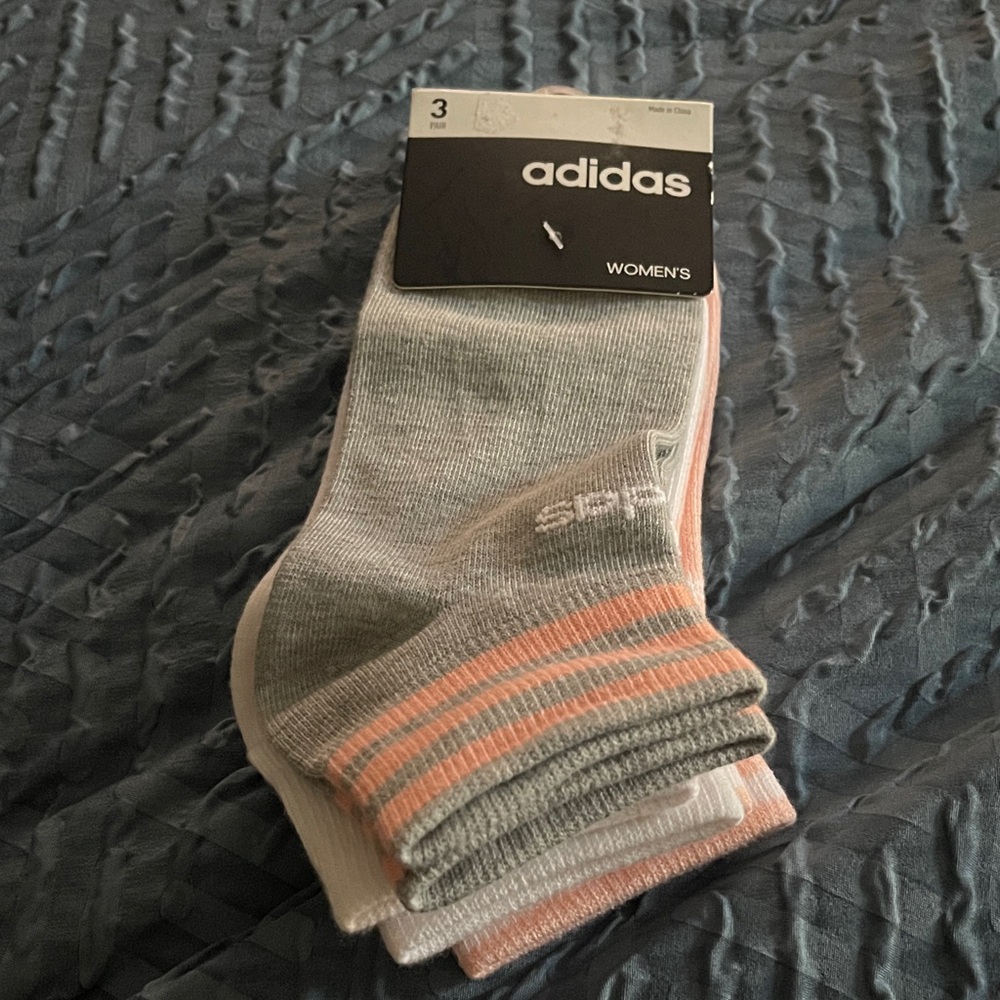 adidas Women's Athletic Socks - Gray, Pink, and White 3-Pack